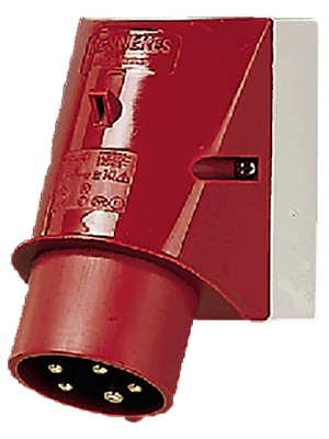 Mennekes - 354 - CEE wall device plug red 32 A/400 VAC, 354, Mennekes