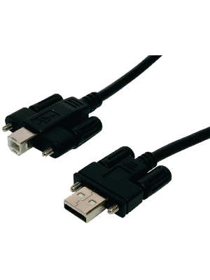 Exsys - EX-K1552V - Screw lock USB 2.0 cable, A to B, male to male 2.00 m black, EX-K1552V, Exsys