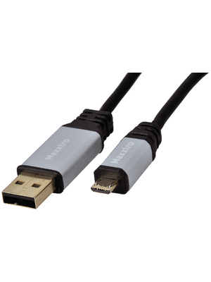 Maxxtro - PLA-175B-S-1 - USB 2.0 cable 1.00 m black, PLA-175B-S-1, Maxxtro