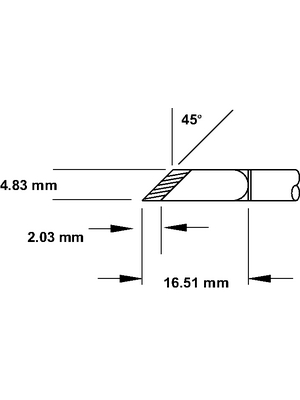 Metcal - SMTC-1161 - Rework Cartridge Knife / 45 / Bevelled / Tinned area lenght 2 mm 4.8 mm 390 C, SMTC-1161, Metcal