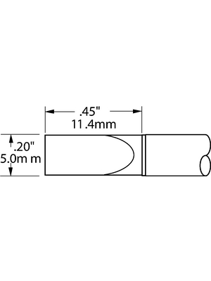 Metcal - STTC-165 - Soldering tip Chisel / Long Reach 5.0 mm 390 C, STTC-165, Metcal