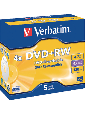 Verbatim - 43229 - DVD+RW 4.7 GB 5x Jewel Case, 43229, Verbatim