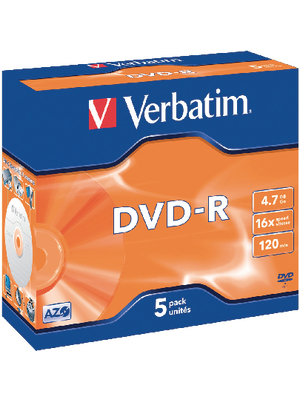 Verbatim - 43519 - DVD-R 4.7 GB 5x Jewel Case, 43519, Verbatim