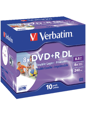 Verbatim - 43665 - DVD+R DL 8.5 GB 10x Jewel Case, 43665, Verbatim