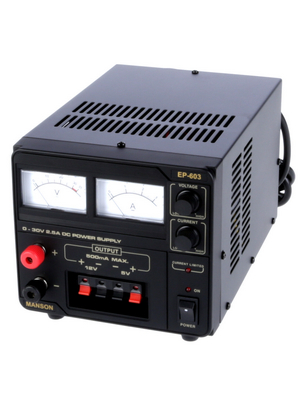 Manson - EP-603 CH - Laboratory Power Supply 3 Ch. 0...30 VDC 2.5 A / 5 VDC 0.5 A / 12 VDC 0.5 A, EP-603 CH, Manson