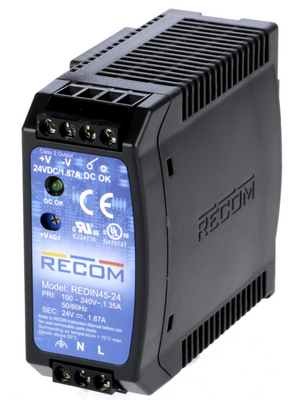 Recom - REDIN45-24 - Switched-mode power supply / 1.875 A, REDIN45-24, Recom