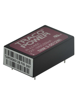 Traco Power - THM 3-0512WI - DC/DC converter 4.5...9 VDC 12 VDC, THM 3-0512WI, Traco Power