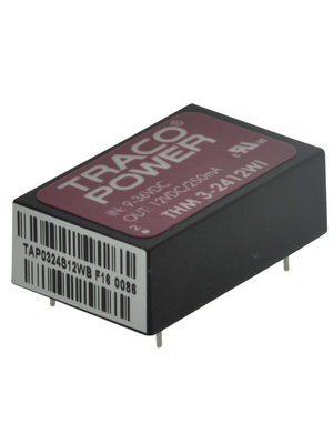 Traco Power - THM 3-2412WI - DC/DC converter 9...36 VDC 12 VDC, THM 3-2412WI, Traco Power