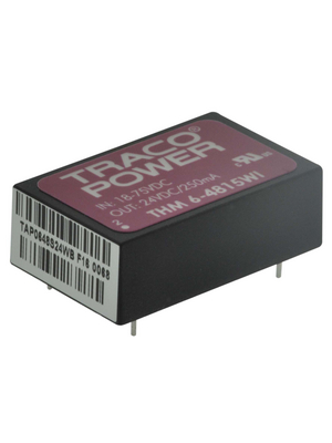 Traco Power - THM 6-4815WI - DC/DC converter 18...75 VDC 24 VDC, THM 6-4815WI, Traco Power