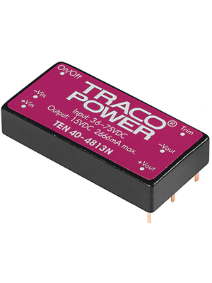 Traco Power - TEN 40-4813N - DC/DC converter 36...75 VDC 15 VDC, TEN 40-4813N, Traco Power