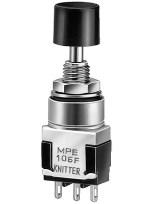 Knitter-Switch - MPE 106F+KM405 - Push-button switch with black cap on-(on) 1P, MPE 106F+KM405, Knitter-Switch