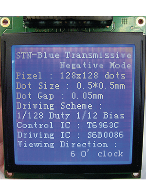 Display Elektronik - DEM 128128B SBH-PW-N - LCD-graphic display 128 x 128 Pixel, DEM 128128B SBH-PW-N, Display Elektronik