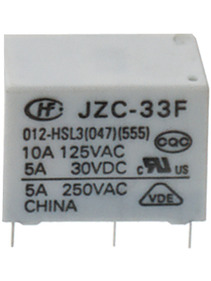 Hongfa - HF33F/012-HSL3 047 - PCB power relay 12 VDC 200 mW, HF33F/012-HSL3 047, Hongfa