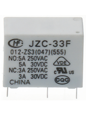 Hongfa - HF33F/012-ZS3 047 - PCB power relay 12 VDC 450 mW, HF33F/012-ZS3 047, Hongfa