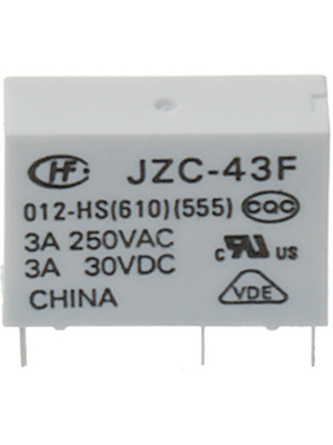 Hongfa - HF43F/012-HS 610 - PCB power relay 12 VDC 200 mW, HF43F/012-HS 610, Hongfa