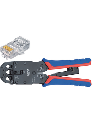 Knipex - 97 51 12 SB - Crimp lever pliers for Western plugs Western connector RJ10 (4-pin) 7.65 mm, RJ11/12 (6-pin) 9.65 mm, RJ45 (8-pin) 11.68 mm, 97 51 12 SB, Knipex