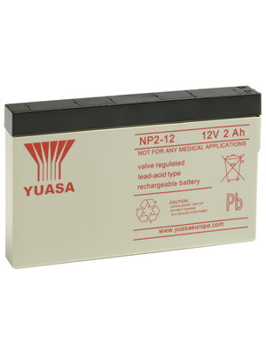 Yuasa - NP2-12 - Lead-acid battery 12 V 2 Ah, NP2-12, Yuasa