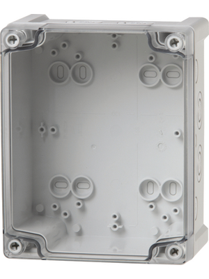 Fibox - TAM 201610T enclosure - Plastic enclosure grey, RAL 7035 163 x 98 mm ABS IP 65, Grey knock-out base with transparent cover, TAM 201610T enclosure, Fibox