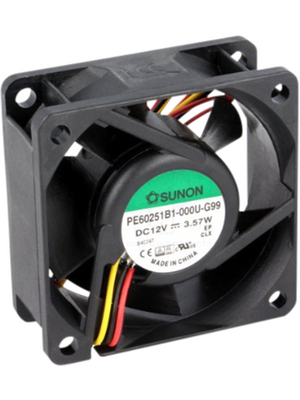 Sunon - PE60251B1-000U-G99 - Axial fan 60 x 60 x 25 mm 61 m3/h 12 VDC 3.6 W, PE60251B1-000U-G99, Sunon