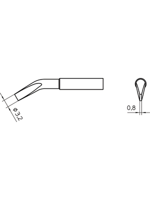 Weller - XNT MX - Soldering tip Chisel, bent 30 3.2 mm, XNT MX, Weller