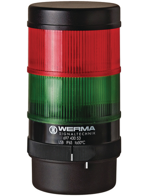 Werma - 697 010 55 - Signalling column Kompakt 71, red / green, 24 VDC, 697 010 55, Werma