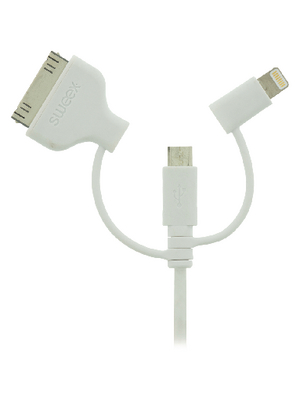 Sweex Europe BV - SMCA0331-01 - 3-in-1 Sync and Charge Cable 1.00 m white, SMCA0331-01, Sweex Europe BV