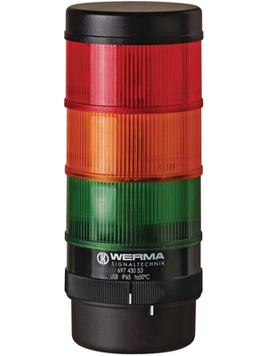 Werma - 697 000 55 - Signalling column Kompakt 71, red / yellow / green, 24 VDC, 697 000 55, Werma