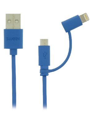 Sweex Europe BV - SMCA0321-07 - 2-in-1 Sync and Charge Cable 1.00 m blue, SMCA0321-07, Sweex Europe BV