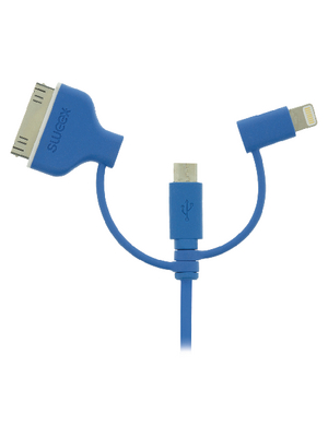 Sweex Europe BV - SMCA0331-07 - 3-in-1 Sync and Charge Cable 1.00 m blue, SMCA0331-07, Sweex Europe BV