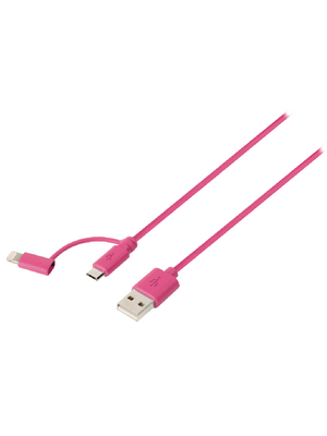 Sweex Europe BV - SMCA0321-09 - 2-in-1 Sync and Charge Cable 1.00 m pink, SMCA0321-09, Sweex Europe BV