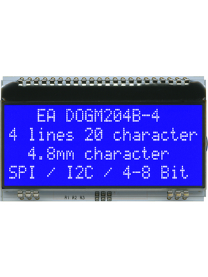 Electronic Assembly - EA DOGM204B-A - Dot matrix LCD display 4.82 mm 4 x 20, EA DOGM204B-A, Electronic Assembly