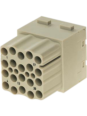 HARTING - 09 14 020 3101 - Connector Han EEE, Female, Pole no.20, 16 A, 09 14 020 3101, HARTING