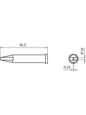 Weller - XT ASL - Soldering tip Chisel shaped 1.6 mm, XT ASL, Weller