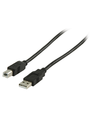 Valueline - VLCP60100B20 - USB 2.0 Cable A Male - B Male 2.00 m black, VLCP60100B20, Valueline