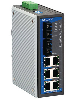 Moxa - EDS-P308-MM-SC - Switch 6x 10/100 (4x PoE) 2x 100FX SC/MM, EDS-P308-MM-SC, Moxa