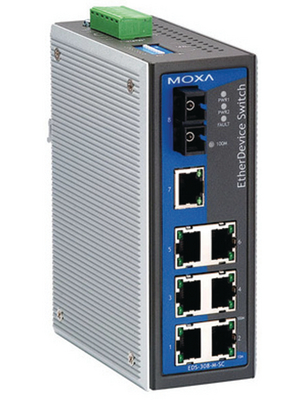 Moxa - EDS-P308-M-SC - Switch 7x 10/100 (4x PoE) 1x 100FX SC/MM, EDS-P308-M-SC, Moxa