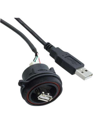 Bulgin - PX0844/A/0M50/A - Cable assembly with 0.5 m USB A to USB A Poles 4, PX0844/A/0M50/A, Bulgin