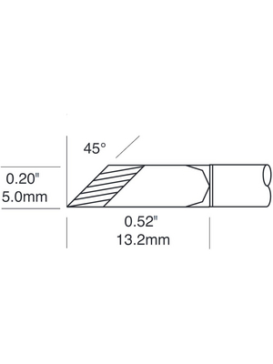 Metcal - STTC-1173P - Soldering tip Knife / 45 / Bevelled / Tinned area lenght 3 mm 5.0 mm 390 C, STTC-1173P, Metcal