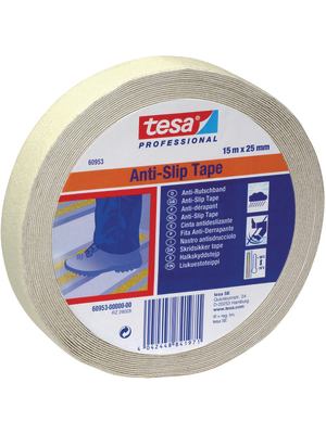 Tesa - 60953 25MM X 15 M FLUORSCE - Anti slip tape white 25 mmx15 m, 60953 25MM X 15 M FLUORSCE, Tesa