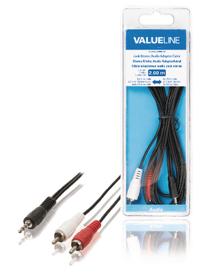 Valueline - VLAB22200B20 - Audio cable 2.00 m black, VLAB22200B20, Valueline