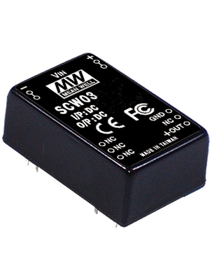 Mean Well - SCW03B-15 - DC/DC converter 18...36 VDC 15 VDC, SCW03B-15, Mean Well