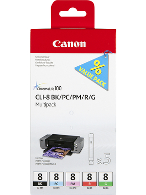 Canon Inc - CLI-8MULTI - Ink multipack CLI-8 black / photo cyan / photo magenta / red / green, CLI-8MULTI, Canon Inc