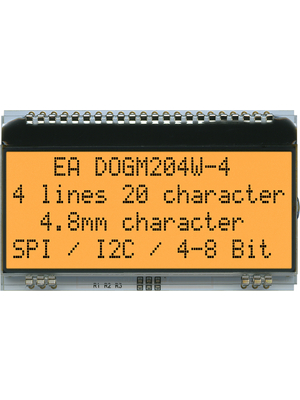 Electronic Assembly - EA DOGM204W-A - Dot matrix LCD display 4.82 mm 4 x 20, EA DOGM204W-A, Electronic Assembly