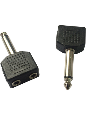 RND Connect - RND 205-00588 - Mono Audio Adapter black 6.3 mm Male / 2x 3.5 mm Female, RND 205-00588, RND Connect