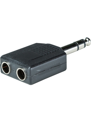 RND Connect - RND 205-00598 - Stereo Audio Adapter black 6.3 mm Male / 2x 6.3mm Female, RND 205-00598, RND Connect