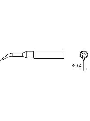 Weller - XNT 1SLX - Soldering tip Conical long, curved 0.4 mm, XNT 1SLX, Weller
