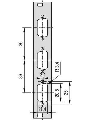 Pentair Schroff - 30118-332 - Panel Sub-D 3 HE 4 TE, 30118-332, Pentair Schroff