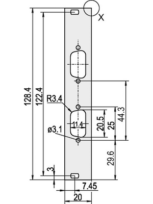 Pentair Schroff - 30118-351 - Front Panel D-Sub 3 HE 4 TE, 30118-351, Pentair Schroff