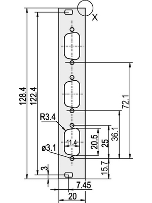 Pentair Schroff - 30118-354 - Front Panel D-Sub 3 HE 4 TE, 30118-354, Pentair Schroff