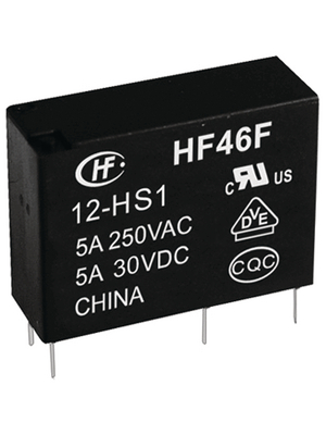 Hongfa - HF46F/024-HS 610 - PCB power relay 24 VDC 200 mW, HF46F/024-HS 610, Hongfa